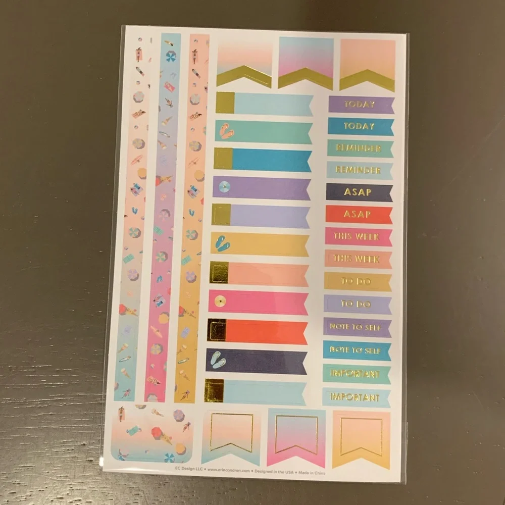 Erin Condren Summer SSB Sticker Sheets-Set of 3 Sheets